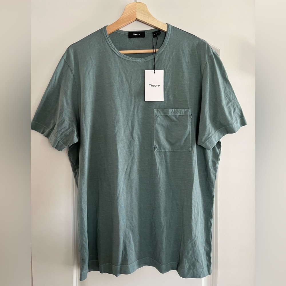 Theory Men’s Precise Tee, Pigment Tee in Balsam Green